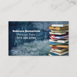 Pile de livres Carte de visite privé Tuteur bleu