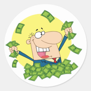 Pile der Geldaufkleber Runder Aufkleber