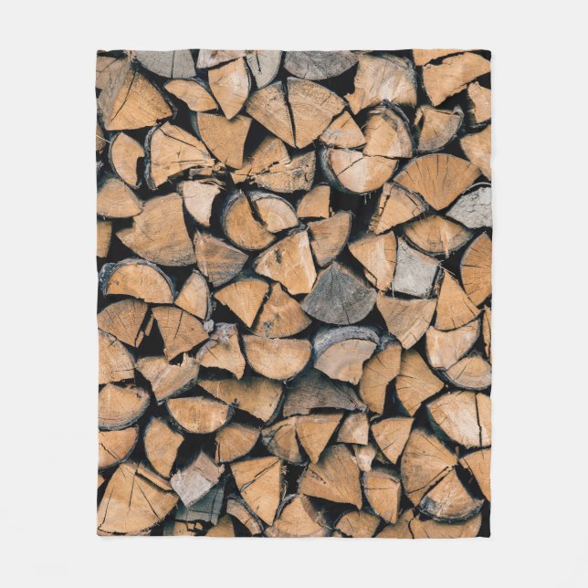 Pile of brown firewood fleecedecke (Vorderseite)