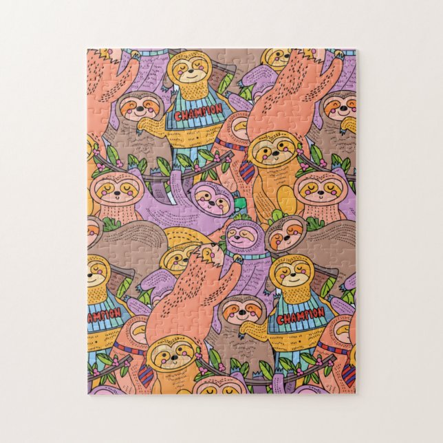 Pile von Niedlichen Cartoon Sloths! Herausforderun (Vertikal)