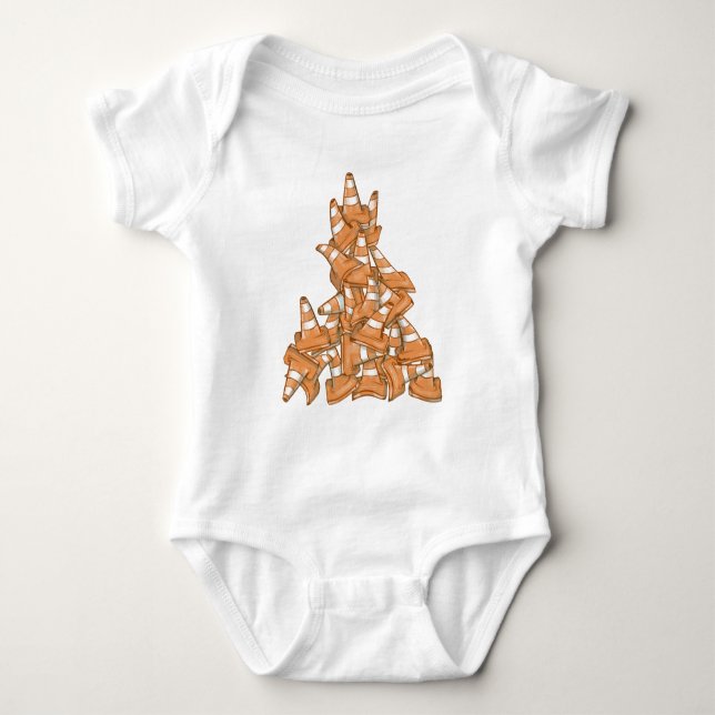 Pile von orangefarbenen Straßenkegel Baby Strampler (Vorderseite)