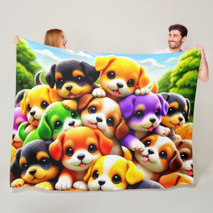 Pile von Welpen Fleecedecke