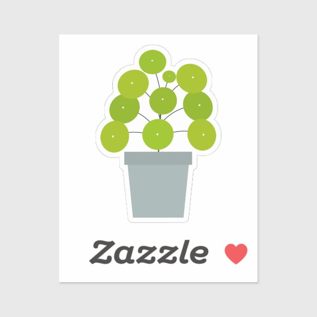 Pilea peperomioides Pflanze, kundenspezifisch gesc Aufkleber (Blatt)