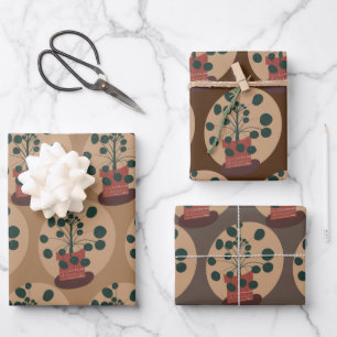 Pilea-Pflanze Grünzeug Chinesischer Geldbaum Botan Geschenkpapier Set