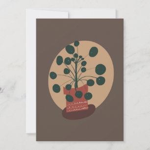 Pilea-Pflanze handgezeichnete Grußkarte