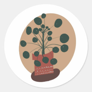 Pilea Zimmerpflanzen Blumentopf Grünpflanzen Runder Aufkleber