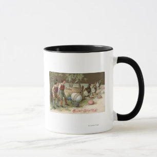 Pilger, die Ostereier unterstreichen Tasse