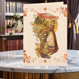 Pilger-Mädchen Thanksgiving Dankeskarte