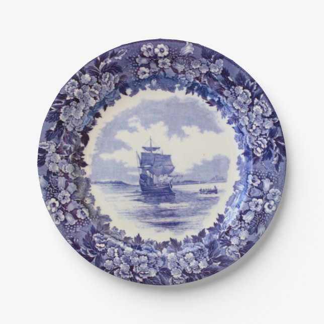 Pilger-PapierTeller: Wedgwood Mayflower 7 Zoll Pappteller (Vorderseite)