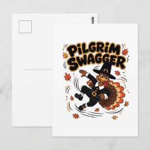 Pilger Swagger Truthahn Erntedankfest Dab Dabbing Postkarte