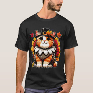 Pilgrim Cat in der Türkei Verkleidung von Truthühn T-Shirt