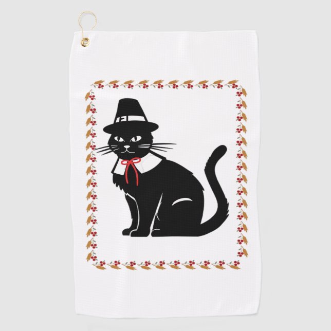 Pilgrim Cat Oversized T - Shirt Golfhandtuch (Vorderseite)