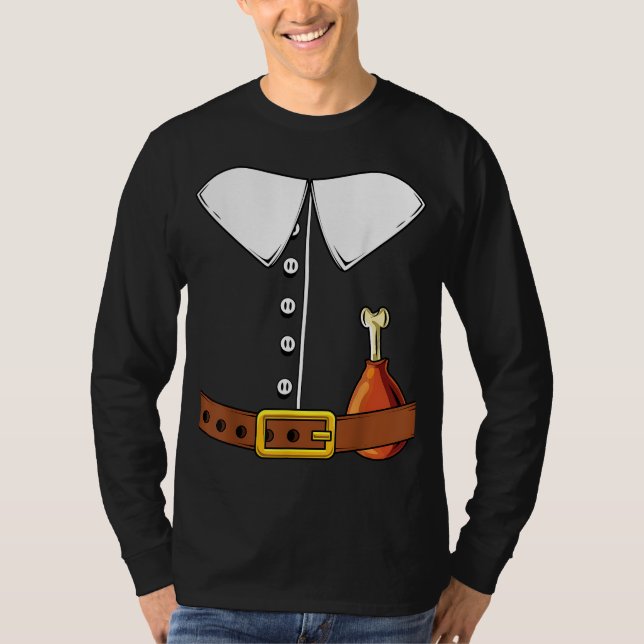 Pilgrim Costume Hat Kolonist Erntedank Türkei D T-Shirt (Vorderseite)