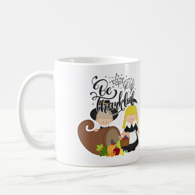 Pilgrim Couple - Sei dankbar Kaffeetasse (Links)