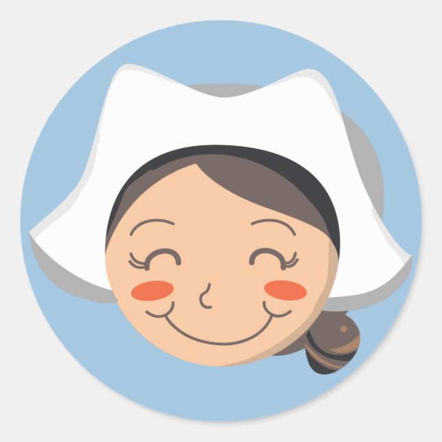 Pilgrim Girl Runder Aufkleber (Vorderseite)