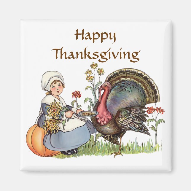 Pilgrim Girl - Textoption anpassen Magnet (Vorne)