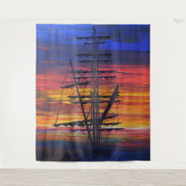 Pilgrim im Morgengrauen Dana Point Hafen Wandteppich