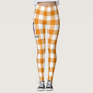 Pilgrim Owl auf Orange Kariert - Glückliches Ernte Leggings