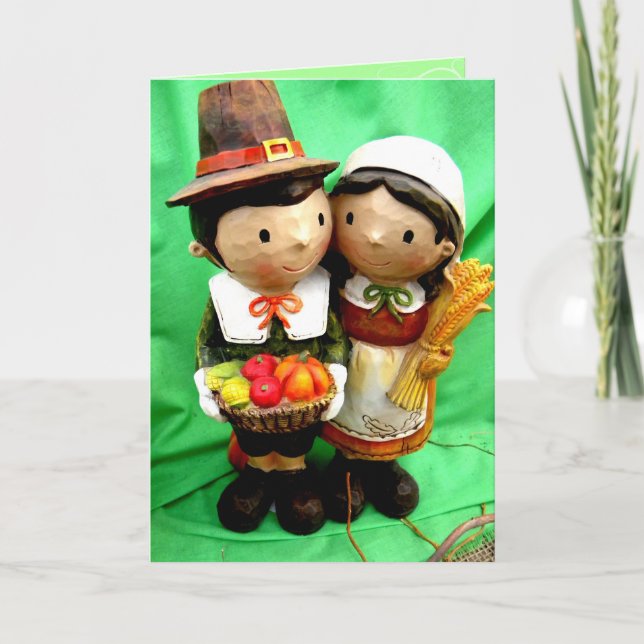 Pilgrim Pair Feiertagskarte (Vorderseite)