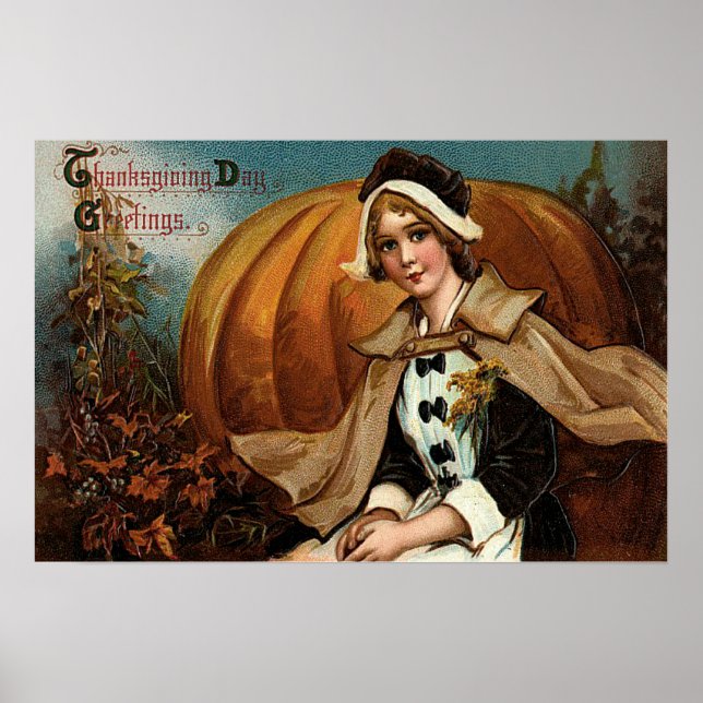 Pilgrim Pumpkin Herbstlaubs Poster (Vorne)