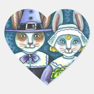 PILGRIM RABBITS, ERNTEDANK HARE'S HARVEST, NIEDLIC Herz-Aufkleber