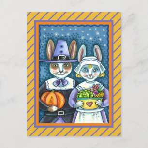 PILGRIM RABBITS, ERNTEDANK HARE'S HARVEST, NIEDLIC POSTKARTE