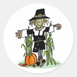 Pilgrim Scarecrow Runder Aufkleber
