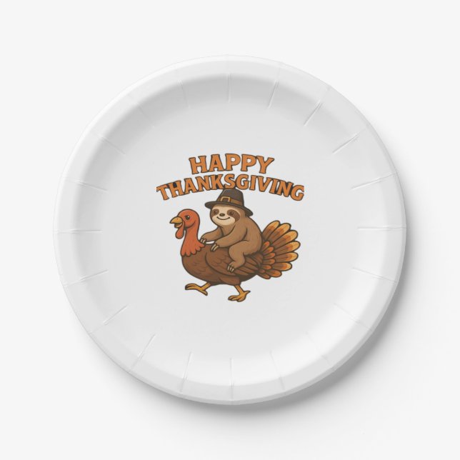 Pilgrim Sloth auf Turkey Erntedank Classic T-Shi Pappteller (Vorderseite)