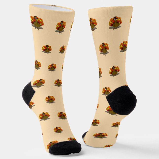 Pilgrim Turkey Thanksgiving Socken (Gewinkelt)