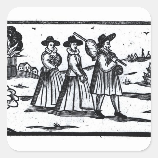 Pilgrims Set segeln auf der Mayflower Quadratischer Aufkleber (Vorderseite)
