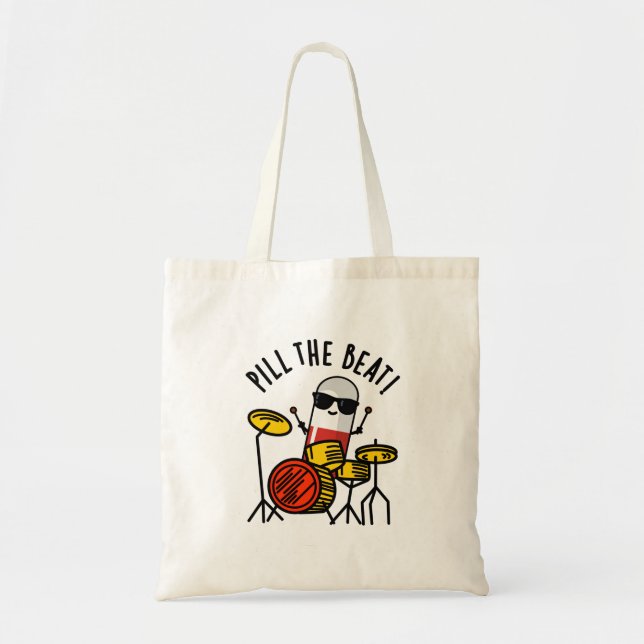 Pill the Beat Funny Medicine Music Puff Tragetasche (Vorne)