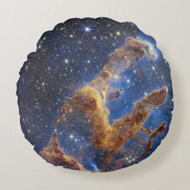 Pillars of Creation Eagle Nebula Webb Telescope Rundes Kissen (Vorderseite)