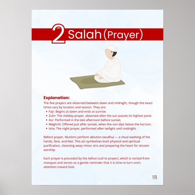 Pillars of Islam - Salah (Prayer) Red Poster (Vorne)
