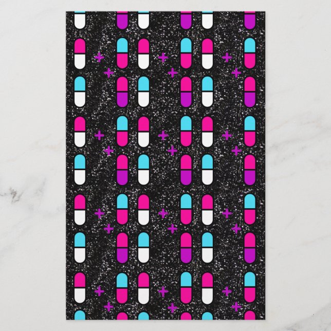 Pillen mit rosa Glitzer Briefpapier (Vorderseite)