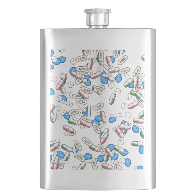 Pillen-Sprinkles-Muster Flachmann (Vorderseite)