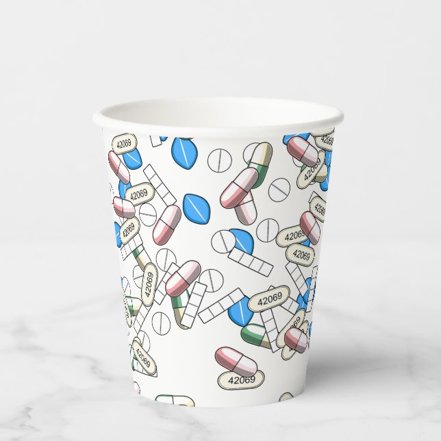 Pillen-Sprinkles-Muster Pappbecher (Vorderseite)