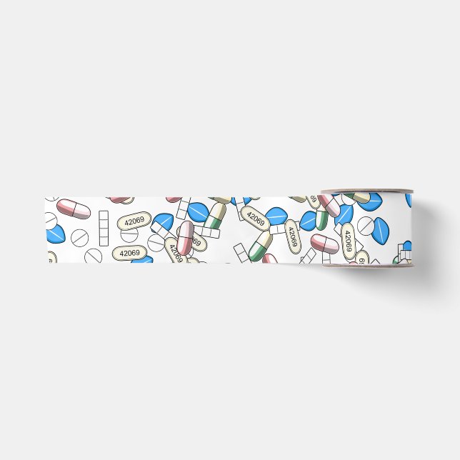Pillen Streumuster Satinband (Vorderseite)