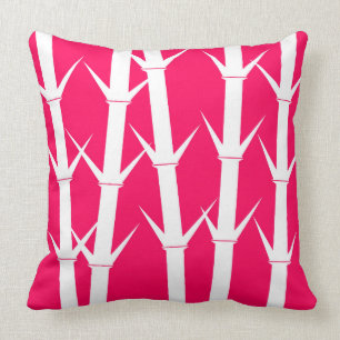 Pillow "Bambus" - Weiß/-fuchsie und Kissen