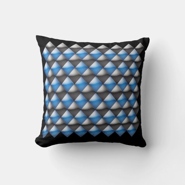 Pillow - Blue and Black 3-D Diamonds Kissen (Vorderseite)