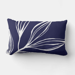Pillow Blue and White Abstrakt Marine Pflanze Pill Lendenkissen