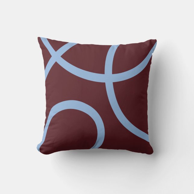 Pillow – Blue Lines on Burgundy Kissen (Vorderseite)