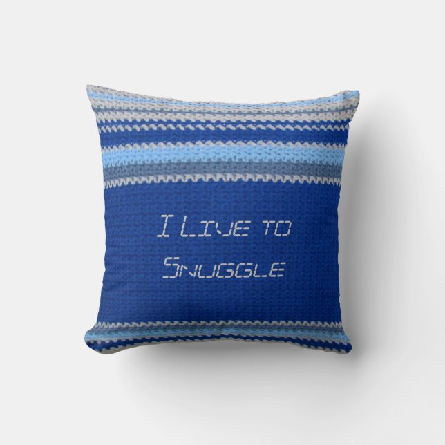 Pillow - Blue Streifen in Crochet Kissen (Vorderseite)