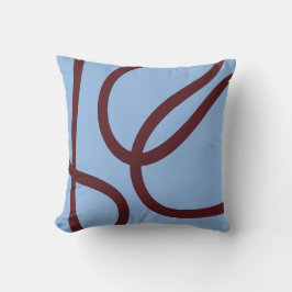 Pillow – Burgundy Lines on Blue Kissen