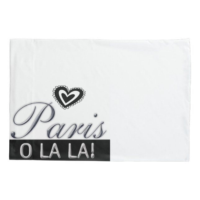 Pillow Case Black & White Paris o la France Kissenbezug (Rückseite)
