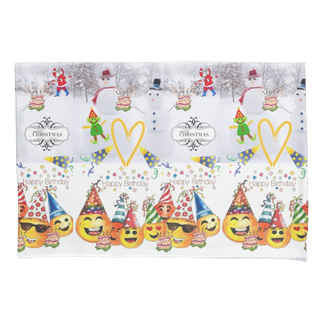Pillow Case Frohe Weihnachten glücklich Geburtstag Kissenbezug (Vorderseite)
