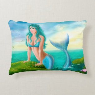 PILLOW Fantasy schöne junge Frau Meerjungfrau Dekokissen