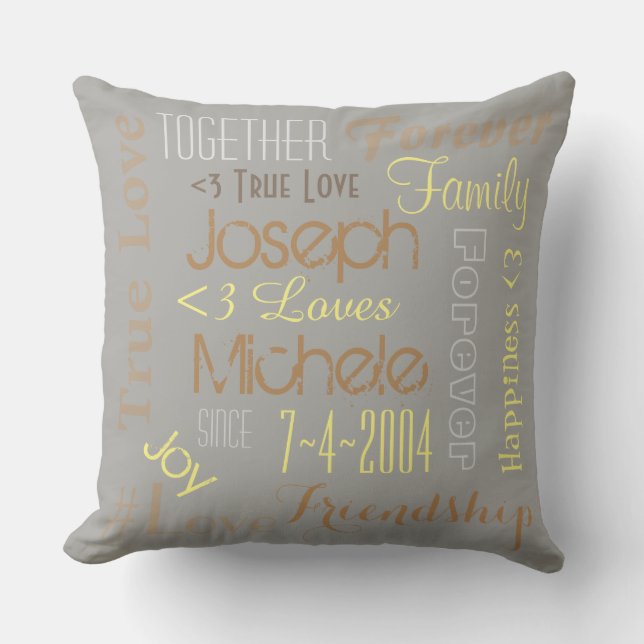 Pillow Forever Love Personalisierte Namen und Datu Kissen (Vorderseite)