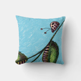 Pillow, Ladybug Blume Pilze Sketch Kissen