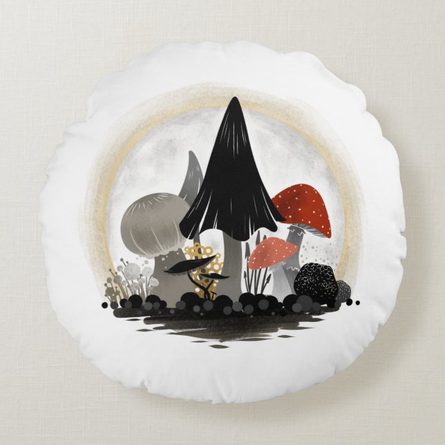 Pillow Mushroom Harvest Moon Pillow - Round Rundes Kissen (Vorderseite)