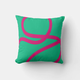 Pillow – Pink Lines on Green Kissen